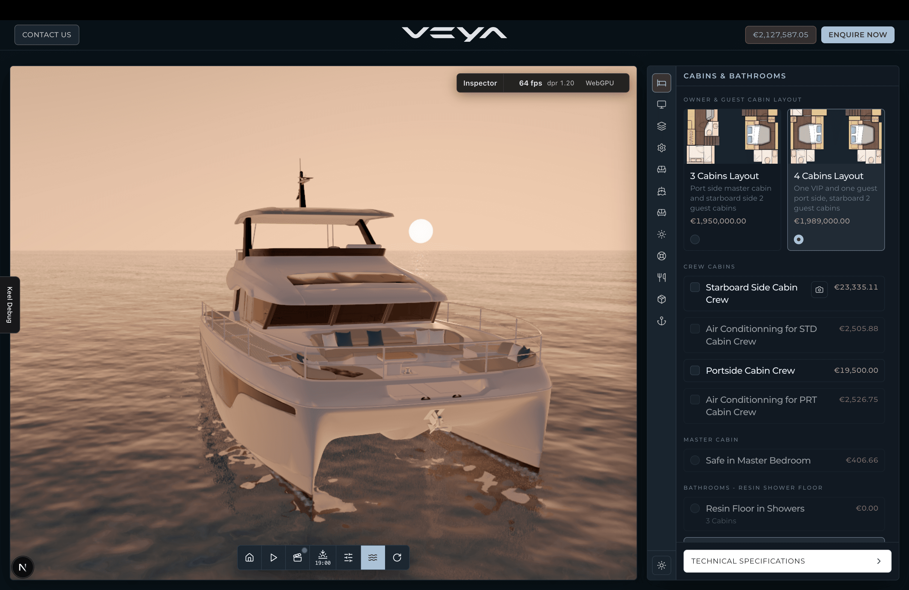 An immersive 3D experience, built around the yacht