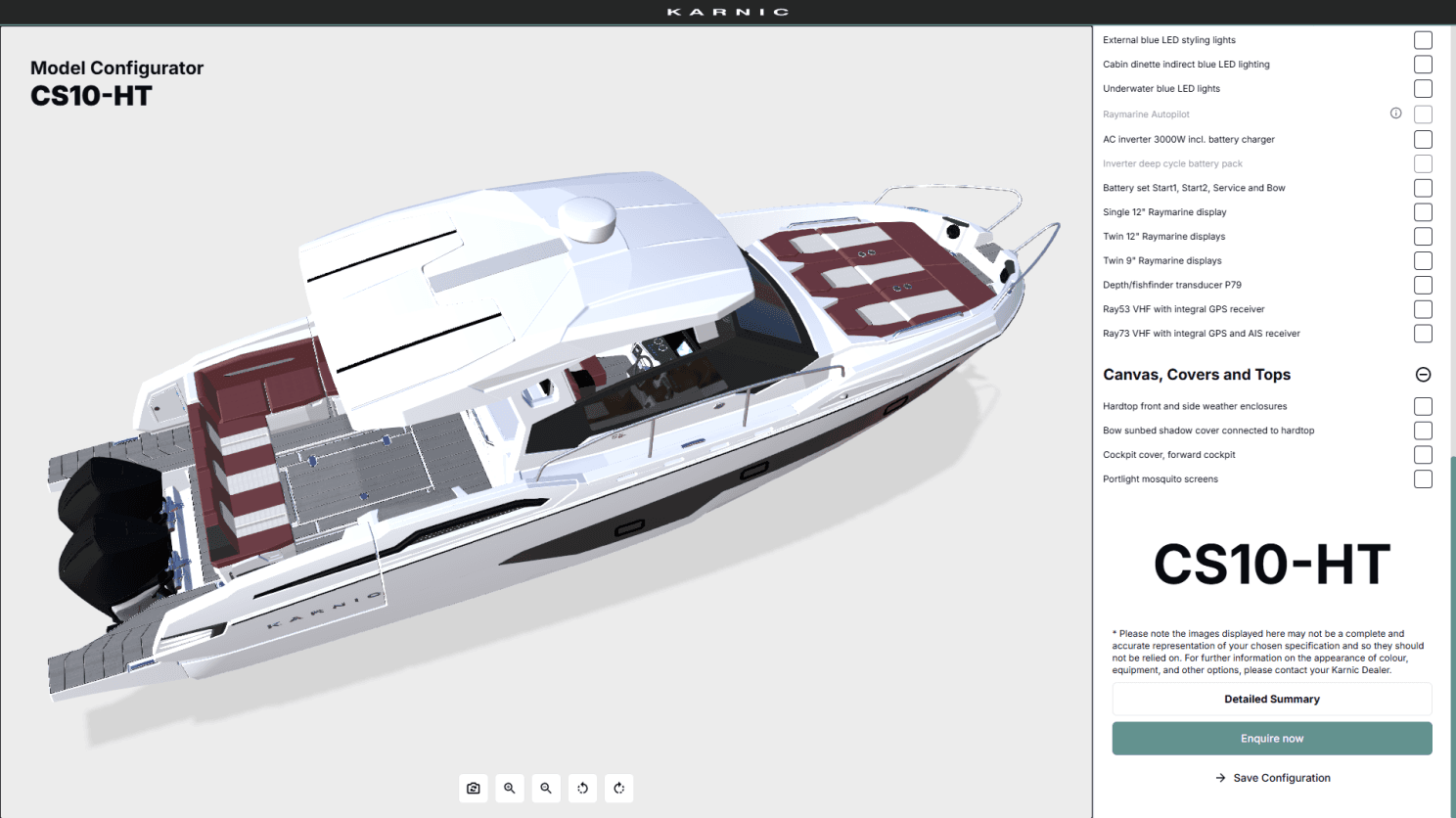 3D Configurator for Karnic Powerboats.